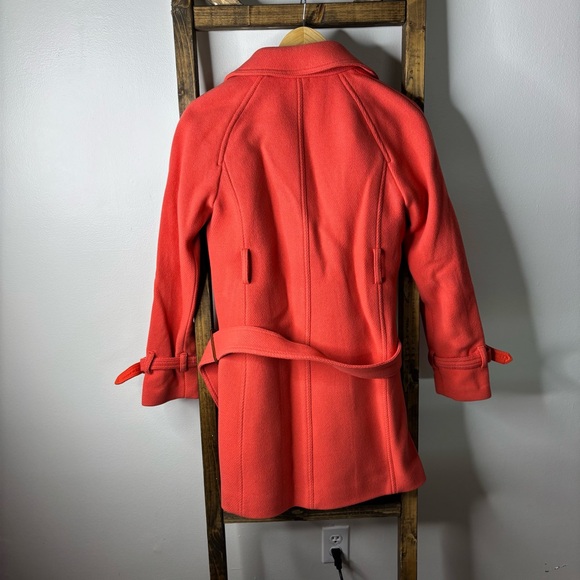 J. Crew Stadium Cloth Coral Wool Belted Peacoat Size 6 - Picture 6 of 8